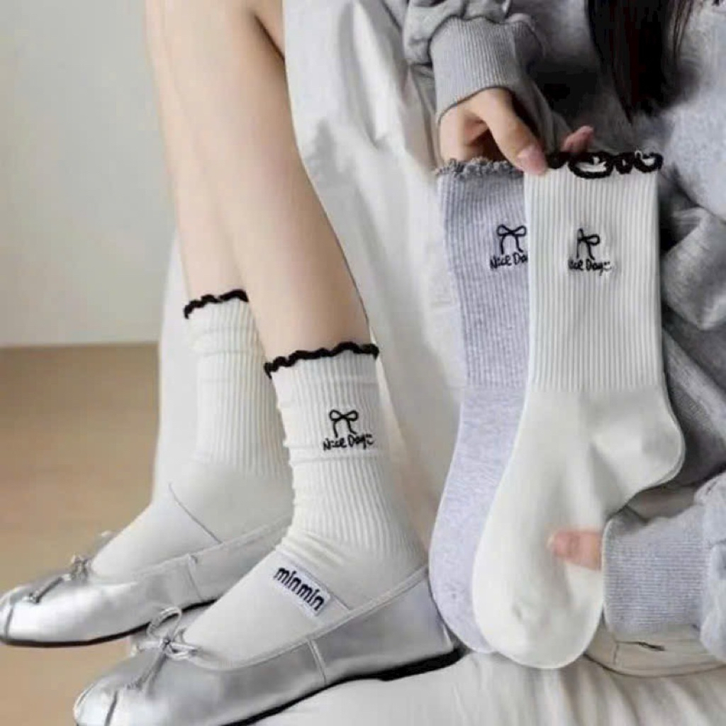 Sét 5 đôi tất cổ bèo in nơ mẫu mới tv26
