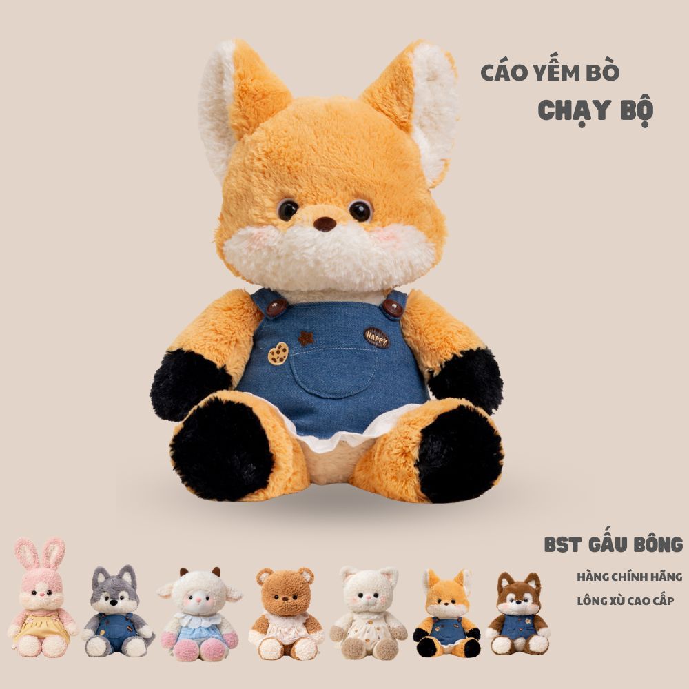Bộ Gấu Bông Hình Con Vật Đeo Yếm Chân Chạy Bộ Dễ Thương, Thú Nhồi Bông Động Vật Lông Tơ Mềm Mại Quà Tặng Cho Bé,Bạn Gái