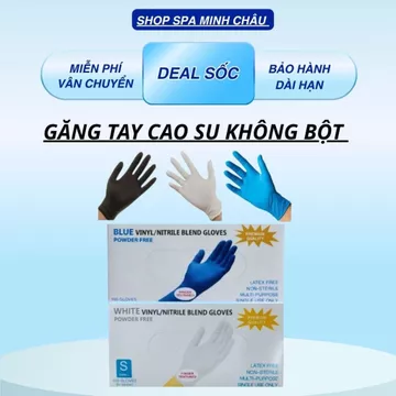 ( Hàng loại 1 ) Găng Tay Cao Su Y Tế, Găng Tay Không Bột, Siêu Dai, Khó Rách, Màu Đen,Trắng,Xanh Có Nhám Đầu Ngón Tay