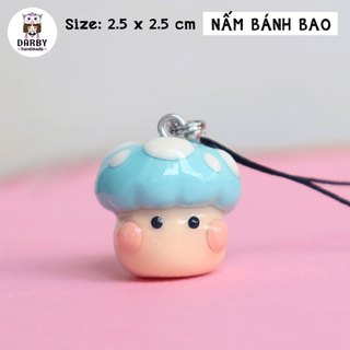 (Đồ Handmade) Dây treo điện thoại NẤM BÁNH BAO - Thép không gỉ
