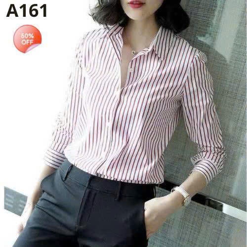 Áo Sơ Mi Kẻ Sọc Màu công Sở T& Chất Liệu Mango Mềm Mịn Cổ Bẻ Dài Tay - A134 / A161