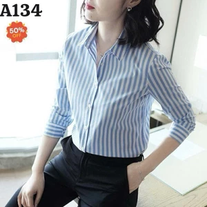 Áo Sơ Mi Kẻ Sọc Màu công Sở T& Chất Liệu Mango Mềm Mịn Cổ Bẻ Dài Tay - A134 / A161