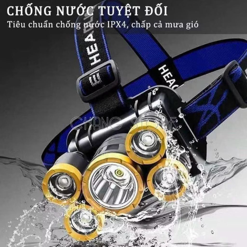 [SaLe 99%] Đèn Pin Đội Đầu 5 Bóng Siêu Sáng, Chống Nước gia đình nào cũng cần đây ạ!