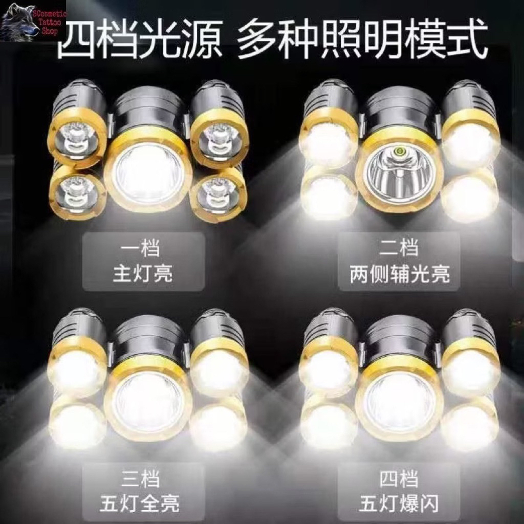 [SaLe 99%] Đèn Pin Đội Đầu 5 Bóng Siêu Sáng, Chống Nước gia đình nào cũng cần đây ạ!