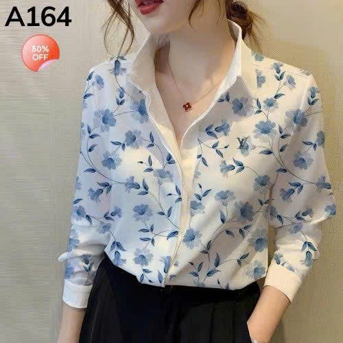 Áo Sơ Mi Nữ Công Sở T&H Chất Mango Mềm Mát , Cổ Nơ Hoạ Tiết