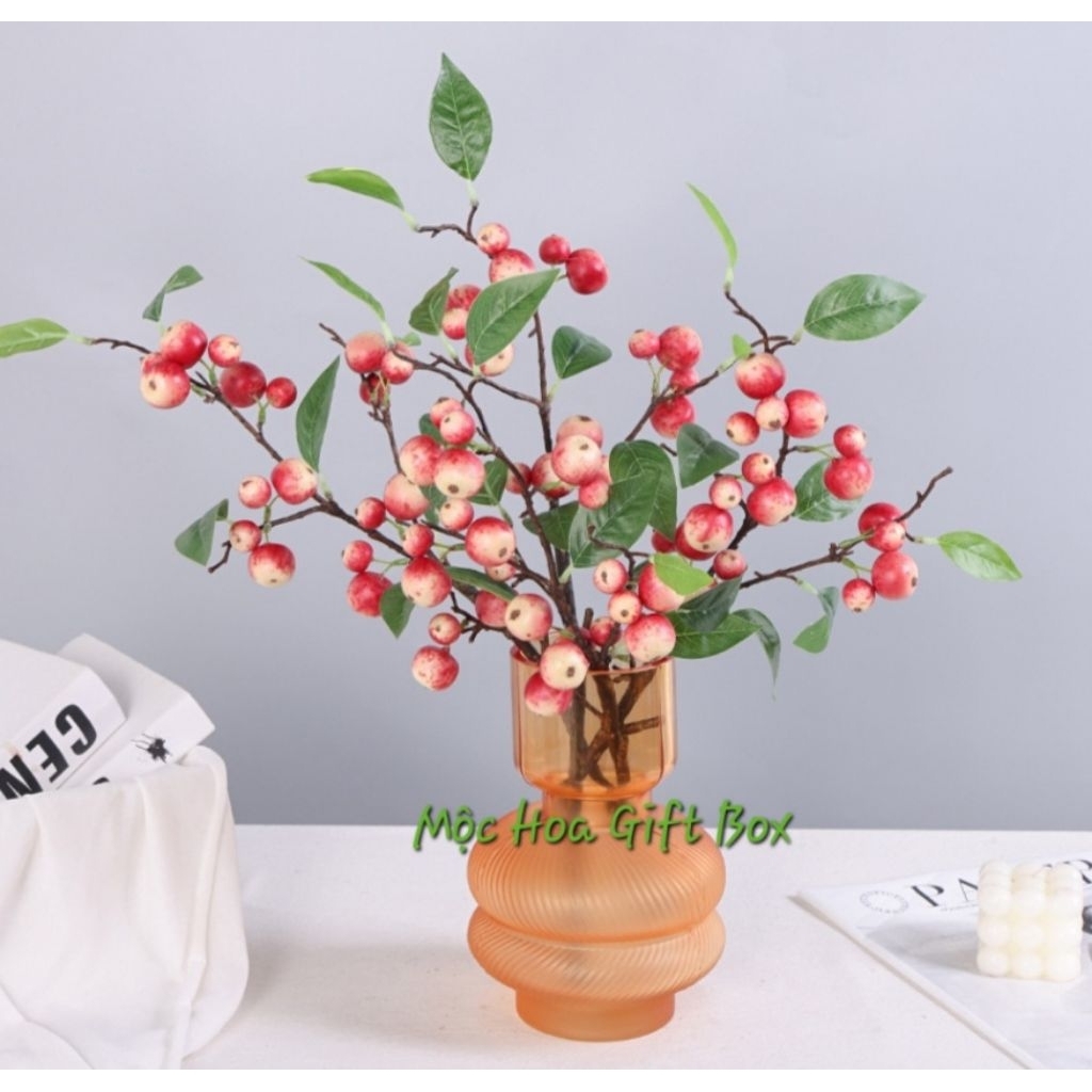 Cành táo rừng mini, cành cherry núi mini, trang trí decor đẹp và lạ ...