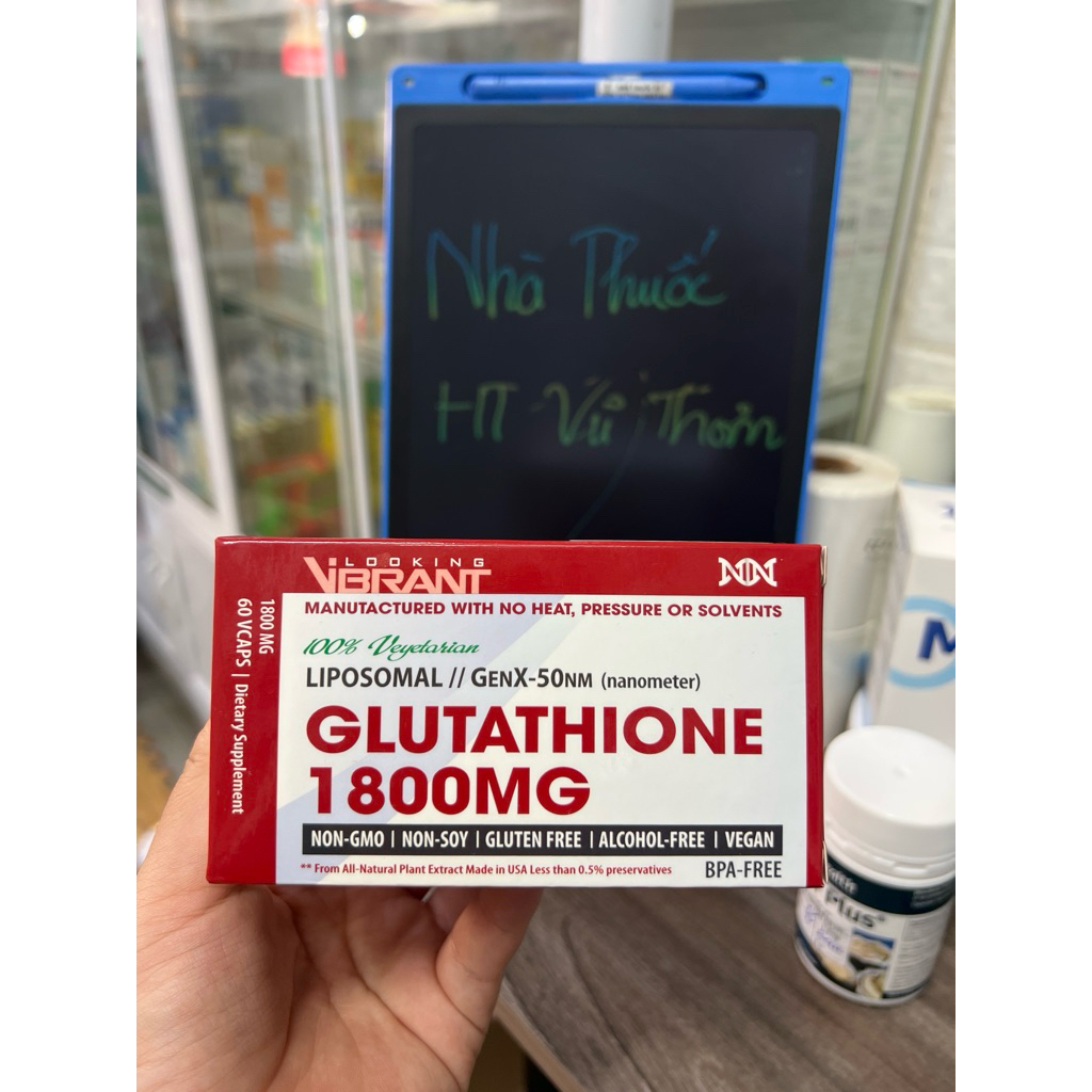 glutathione 1800mg vibrant HỘP 60 VIÊN ] Viên uống GLUTATHIONE 1800mg Chống lão hoá, ngăn ngừa sạm  nám, giúp da trắng sáng