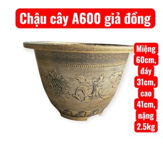 Chậu cây A500 giả đồng nhựa PP cao su siêu bền 10 năm – Có lỗ trồng cây, bít lỗ trồng sen nuôi cá