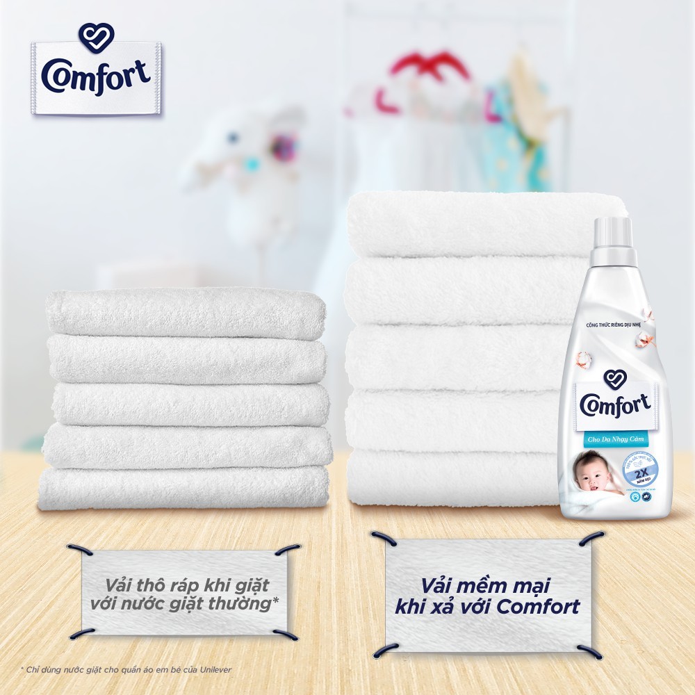 Nước Xả Vải Comfort Thơm Hương Phấn Lành Tính Cho Quần Áo Bé - Túi 3L vg9ke1_096