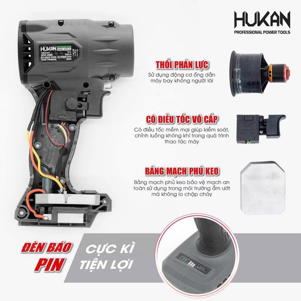 Máy Thổi Gió Phản Lực Hukan G2TPL-F3, động cơ không chổi than, chân pin phổ thông -bảo hành 24 tháng