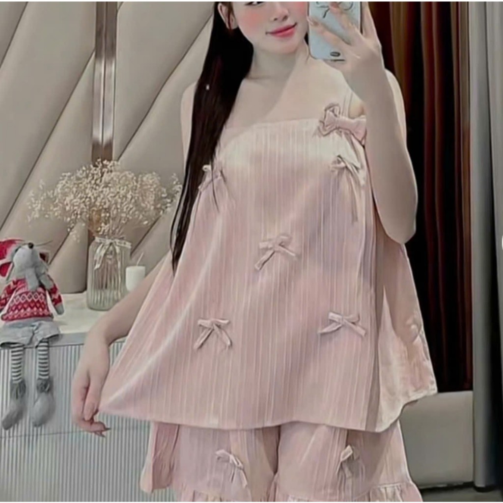 Bộ 2 Dây Quần Cộc Phối Nhiều Nơ – Dáng Xinh Dễ Thương | MS A50