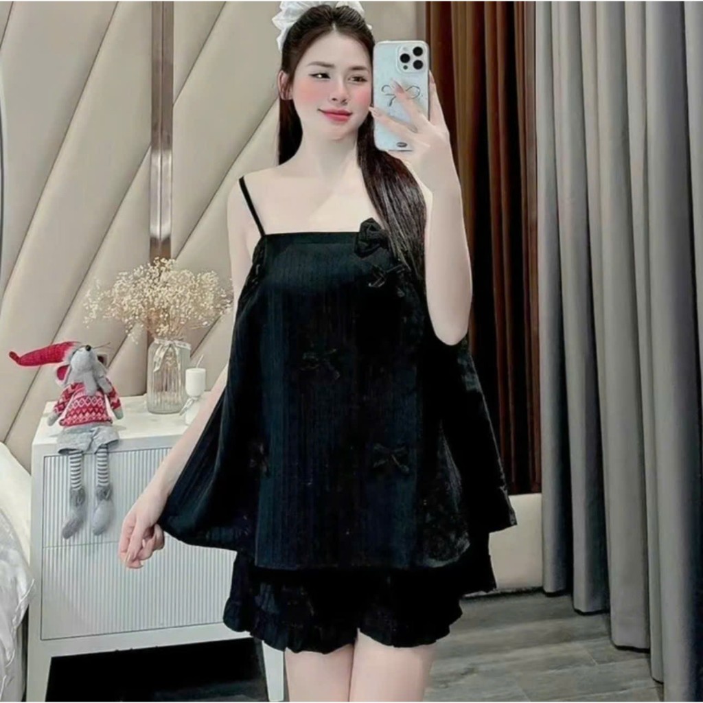 Bộ 2 Dây Quần Cộc Phối Nhiều Nơ – Dáng Xinh Dễ Thương | MS A50