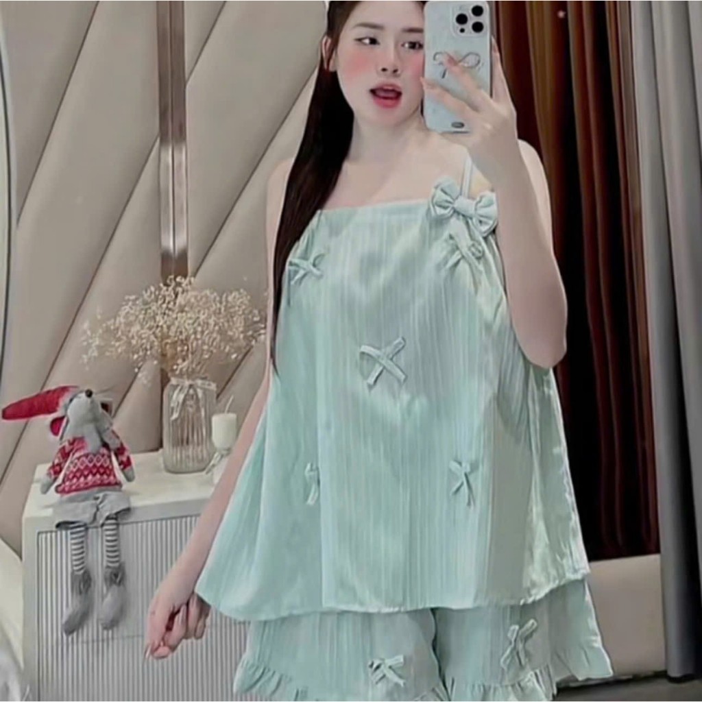 Bộ 2 Dây Quần Cộc Phối Nhiều Nơ – Dáng Xinh Dễ Thương | MS A50
