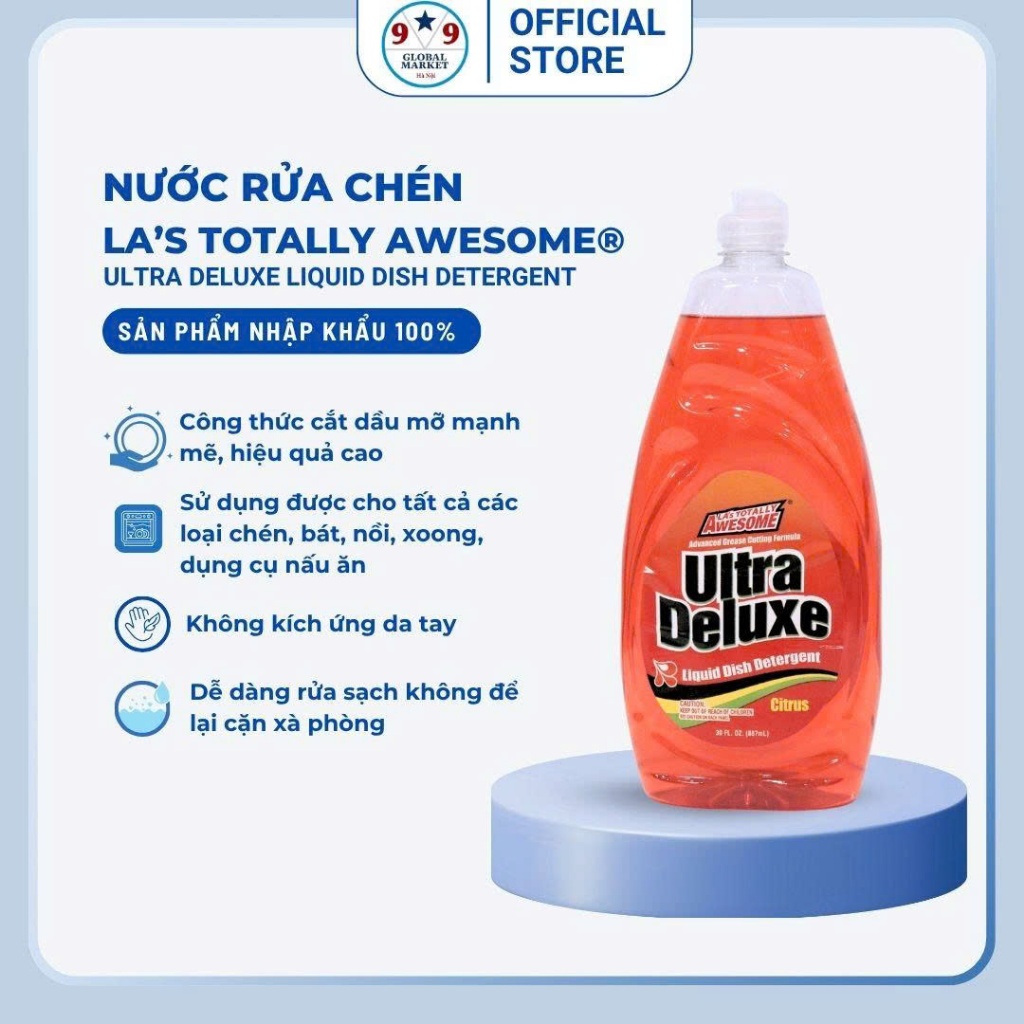 Nước rửa chén  - LA’s Totally   Awesome - Ultra Deluxe  -  hương cam   -   887ml