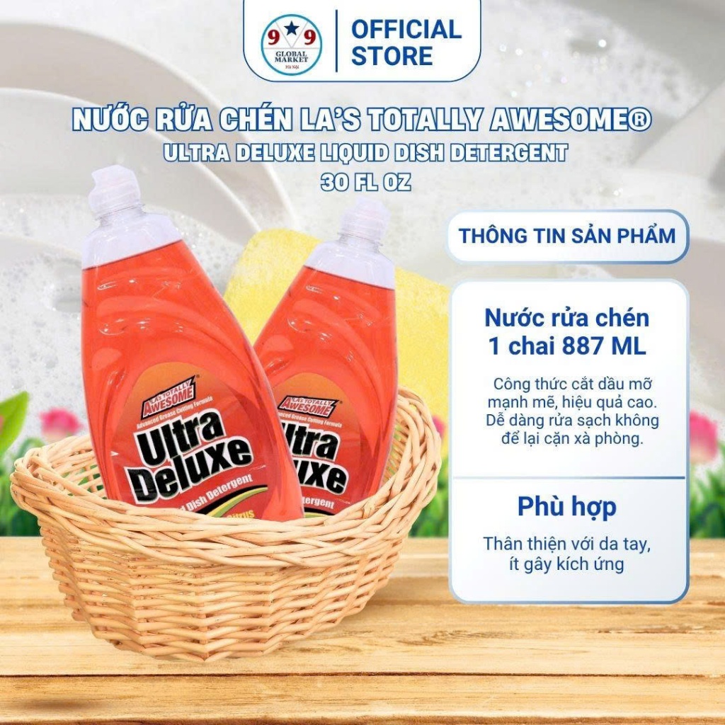 Nước rửa chén  - LA’s Totally   Awesome - Ultra Deluxe  -  hương cam   -   887ml