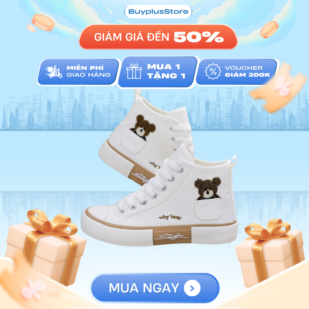 [Thanh lý 50%] Giày thể thao nữ sneaker bằng vải canvas Đế đúc Cao Su (fom nhỏ, tăng 2 size là ok)