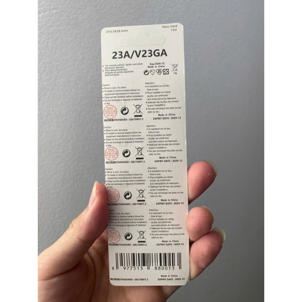 Pin 12V 23A cho remote cửa cuốn, điều khiển RF, ô tô,chuông cửa,thiết bị đo, cảm biến – pin mạnh, lâu hết