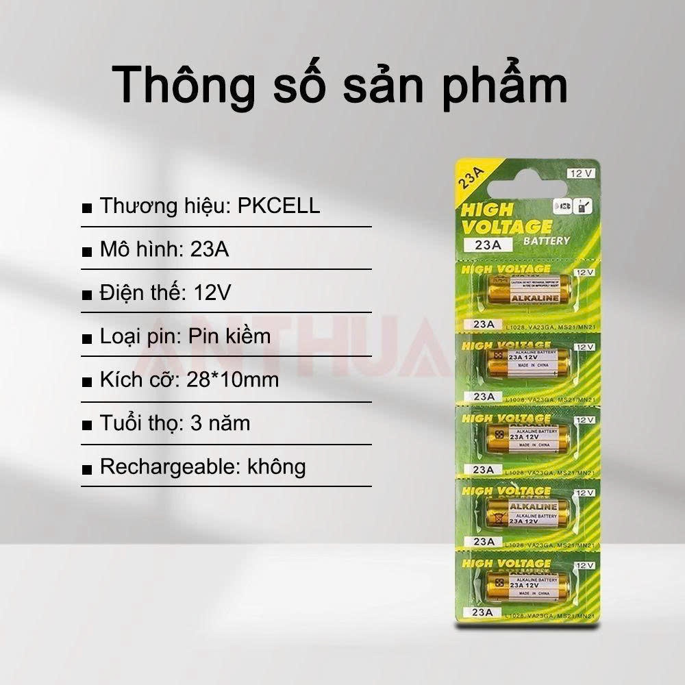 Pin 12V 23A cho remote cửa cuốn, điều khiển RF, ô tô,chuông cửa,thiết bị đo, cảm biến – pin mạnh, lâu hết
