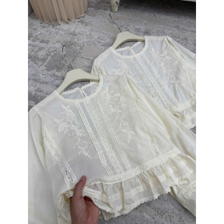 Áo sơ mi thô  thêu hoa tay chun dáng babydoll #92390