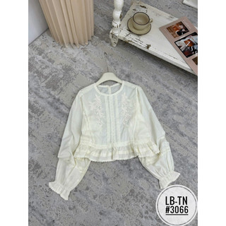 Áo sơ mi thô  thêu hoa tay chun dáng babydoll #92390