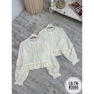 Áo sơ mi thô  thêu hoa tay chun dáng babydoll #92390