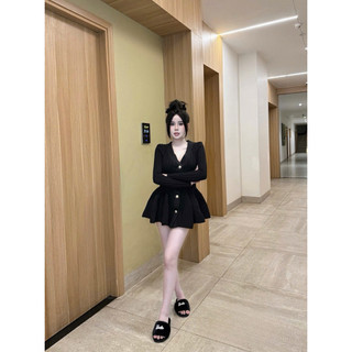 [Mẫu Mới]•𝙆𝙞𝙣𝙜𝙨𝙝𝙤𝙥𝙗𝙚𝙖𝙪𝙩𝙮•Áo Váy Tăm Gân Cúc Bồng Chuẩn L1