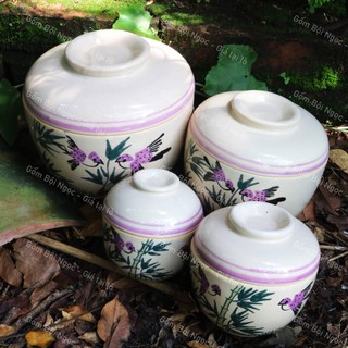 Thố Vẽ Cảnh/Chim Hoa/Chuồn Cực Xinh Nhiều Kích Cỡ Men Xịn Đẹp Đựg Gia Vị -Gà Tiềm-  Gốm Lái Thiêu Cho Người Hoài Niệm