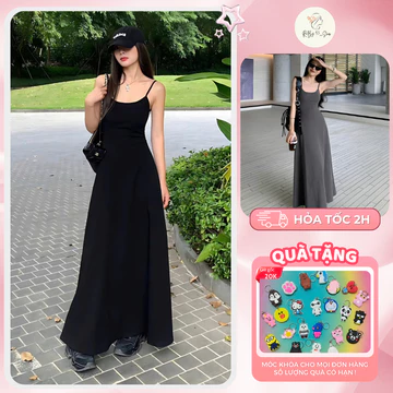 Đầm Hai Dây Tôn Dáng Đi Biển Ôm BoDy Thun Tăm Lạnh Đầm Body Sexy Tôn Dáng Đầm Maxi Hai Dây Dáng Ôm Dài Xòe Đuôi Cá