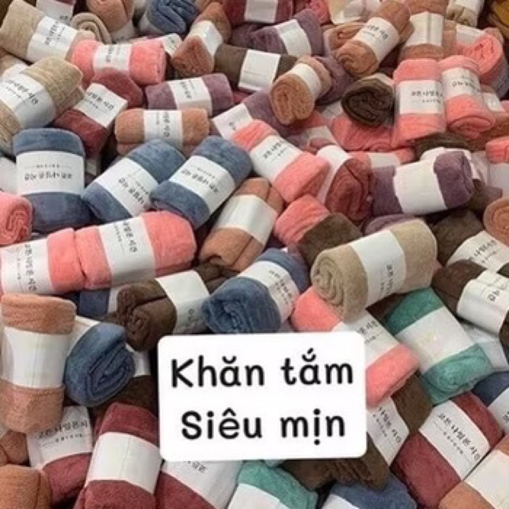 Giảm cực sâu 60% Combo 2 khăn tắm gội san hô lông cừu xuất Hàn cỡ lớn 140 x 70cm siêu mềm mịn, thấm hút nước tốt