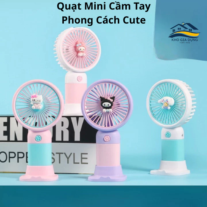 Quạt Mini Hoạt Hình Dễ Thương, Quạt Tích Điện, Quạt Sạc USB, Quạt Mini Cầm Tay Phong Cách