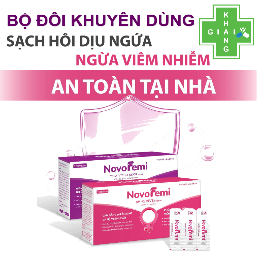 [CHE TÊN SP] Viên đặt ngừa viêm, giúp se khít, phục hồi pH NovoFemi hồng (Hộp 14 viên)  *Khách mua 7v là không có hộp