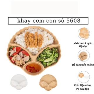 Khay Cơm 4 Ngăn Sò Hoa Nhựa Việt Nhật,Đĩa Đựng Hoa Quả, Trái Cây, Đồ Ăn Vặt Cho Nhà Hàng 5608
