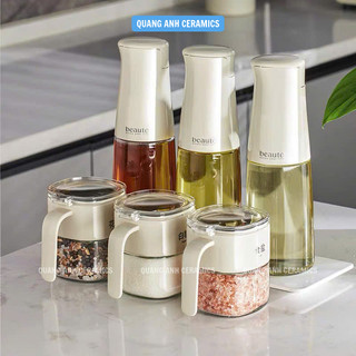 Lọ đựng gia vị thủy tinh kèm thìa có nắp kín trong suốt, chống ẩm mốc| Hũ gia vị nhà bếp MODERN LIFE