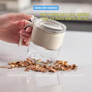 Lọ đựng gia vị thủy tinh kèm thìa có nắp kín trong suốt, chống ẩm mốc| Hũ gia vị nhà bếp MODERN LIFE