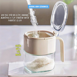 Lọ đựng gia vị thủy tinh kèm thìa có nắp kín trong suốt, chống ẩm mốc| Hũ gia vị nhà bếp MODERN LIFE