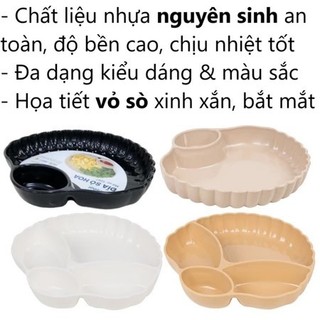 Khay Cơm 4 Ngăn Sò Hoa Nhựa Việt Nhật,Đĩa Đựng Hoa Quả, Trái Cây, Đồ Ăn Vặt Cho Nhà Hàng 5608