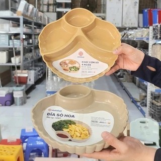 Khay Cơm 4 Ngăn Sò Hoa Nhựa Việt Nhật,Đĩa Đựng Hoa Quả, Trái Cây, Đồ Ăn Vặt Cho Nhà Hàng 5608