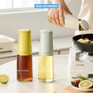 Bình đựng dầu ăn, chai thuỷ tinh đựng gia vị 500ml| Lọ gia vị nắp đóng mở thông minh Auto & Hand AT2