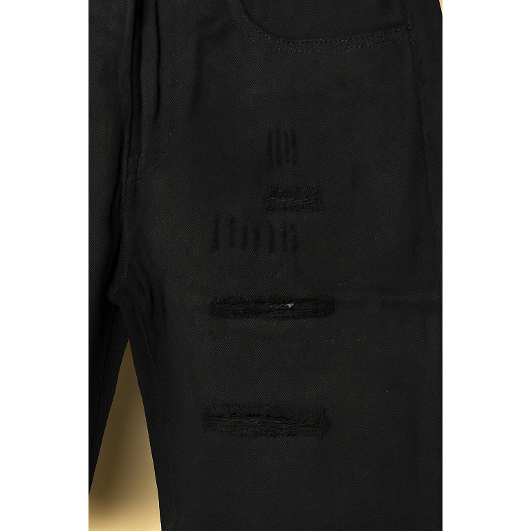 [Mã 305] Vải Jean Thô, Không Co Dãn, Quần Đùi Nam mặc Trên Gối, Đen, Rách, Có Lót Menswear Pants