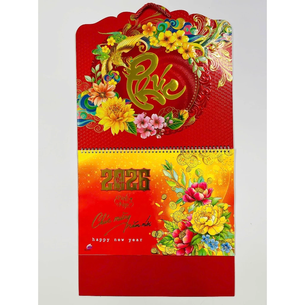 Lịch 2026 Lịch tết 2026, Lịch âm dương treo tường 12 tờ 30x40cm mỗi tháng là 1 tờ