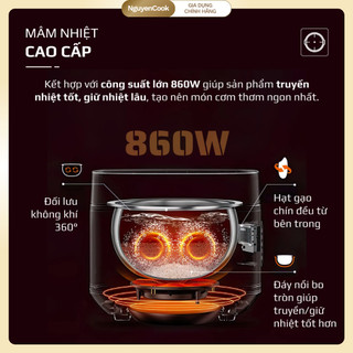 Full Phụ Kiện Nồi Cơm Điện OLIVO RC86 1.5L – Inox 304 Chống Dính, 10 Chế Độ, Tách Đường NGUYENCOOK