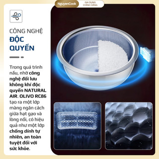 [CHÍNH HÃNG] Nồi Cơm Điện OLIVO RC86 – Chống Dính Tự Nhiên, 10 Chế Độ Nấu, Tách Đường NGUYENCOOK