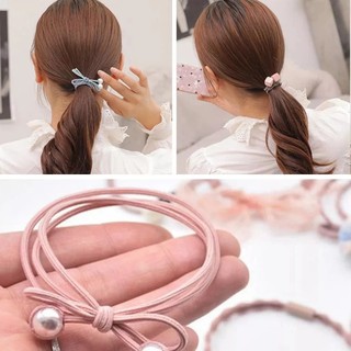 Hộp 12 Dây Buộc Tóc Nữ Cao Cấp Đính Ngọc Trai – Chun Cột Tóc Co Giãn Tốt, Mềm Mại, Màu Pastel Sang