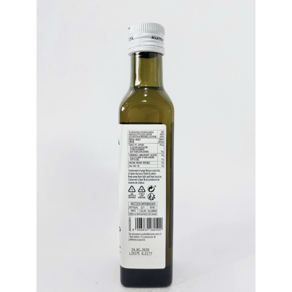 Dầu oliu nguyên chất ép lạnh Mantova/ Bioitalia Extra virgin olive oil 250ml