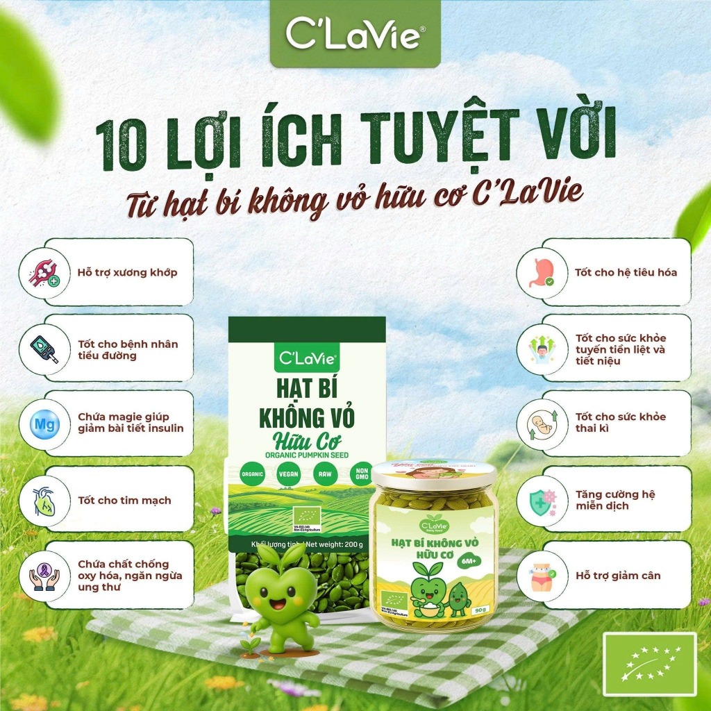 Hạt bí hữu cơ bóc vỏ Organic Pumpkin seeds Markal/ Sottolestelle/ C'lavie