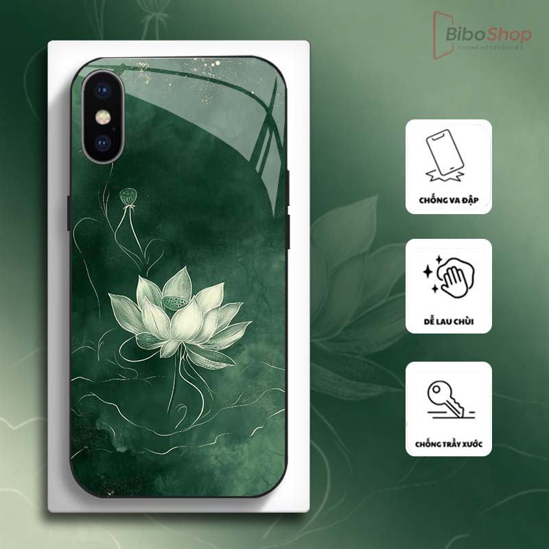 Ốp Lưng cho IPHONE X/ XS/ XSMAX Hoa Sen Nghệ Thuật – Thiết Kế Sang Trọng, Chống Trầy Xước Cao Cấp