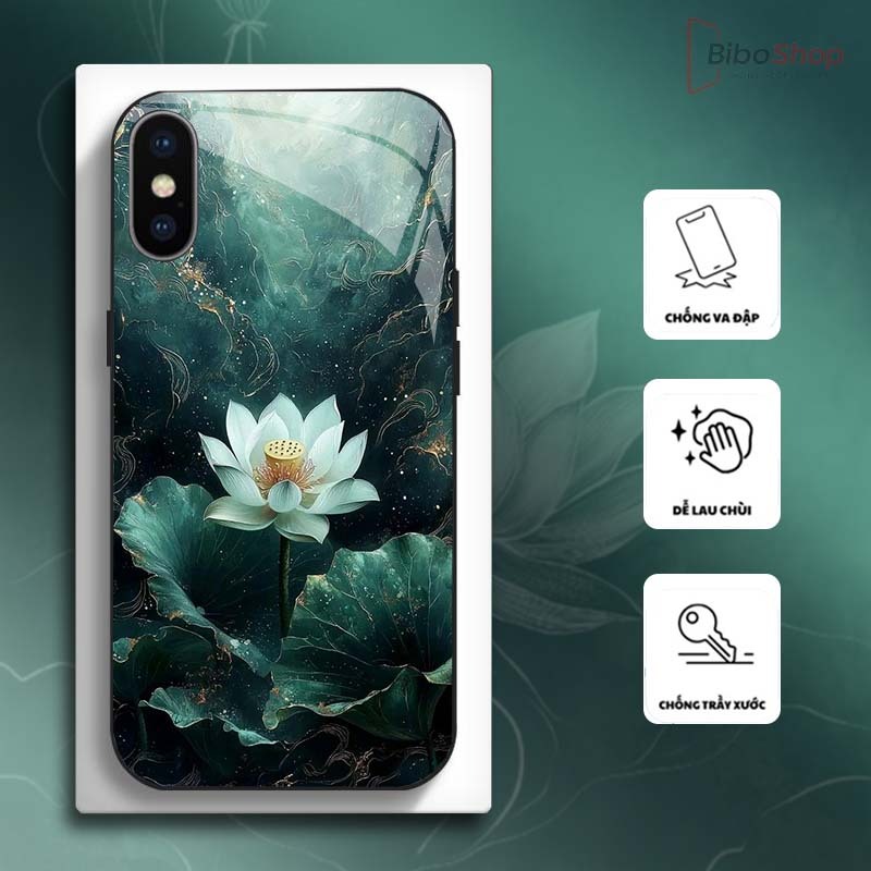 Ốp Lưng cho IPHONE X/ XS/ XSMAX Hoa Sen Nghệ Thuật – Thiết Kế Sang Trọng, Chống Trầy Xước Cao Cấp