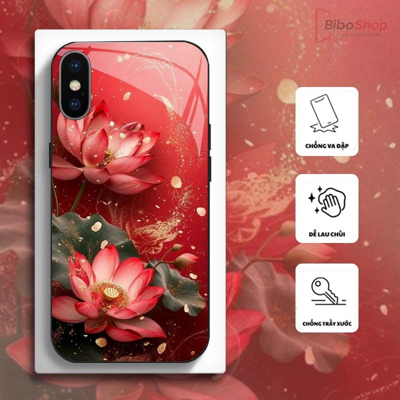 Ốp Lưng cho IPHONE X/ XS/ XSMAX Hoa Sen Nghệ Thuật – Thiết Kế Sang Trọng, Chống Trầy Xước Cao Cấp
