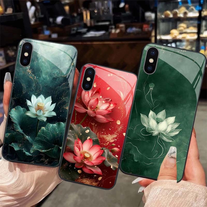 Ốp Lưng cho IPHONE X/ XS/ XSMAX Hoa Sen Nghệ Thuật – Thiết Kế Sang Trọng, Chống Trầy Xước Cao Cấp