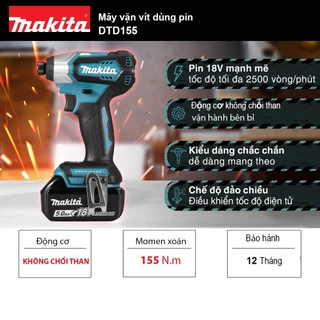 Máy vặn vít dùng pin 18V makita DTD155 - Không Chổi Than | Makita official store